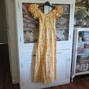 Vintage Princess Kaiulani Hawaii Formal Dress Front Bows on Shoulders Maxi Dress